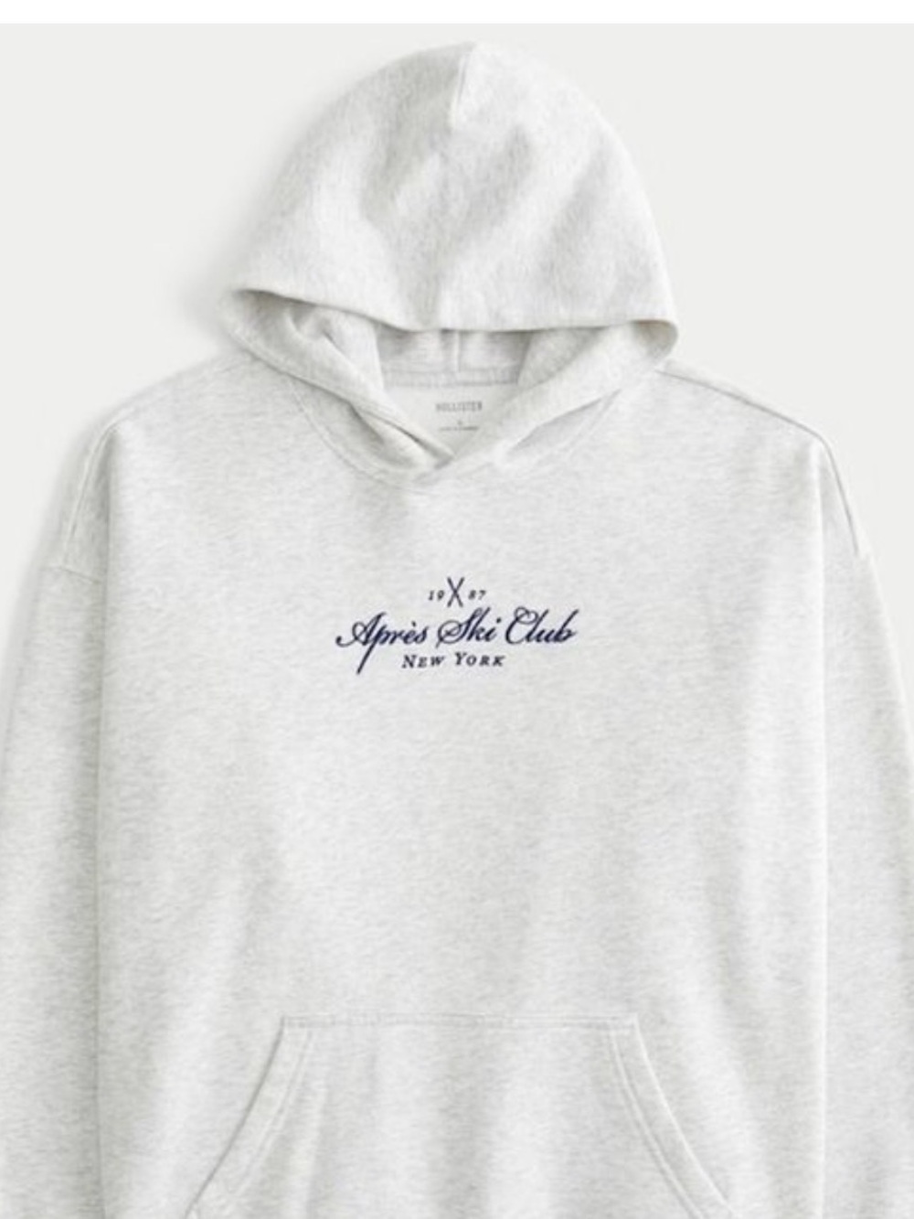 Hollister Light Gray Aprés Ski Club Hooded Sweatshirt